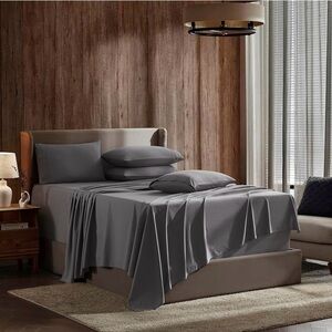 New Nestl Sheet Set Queen Charcoal Stone Gray Wrinkle Free Microfiber